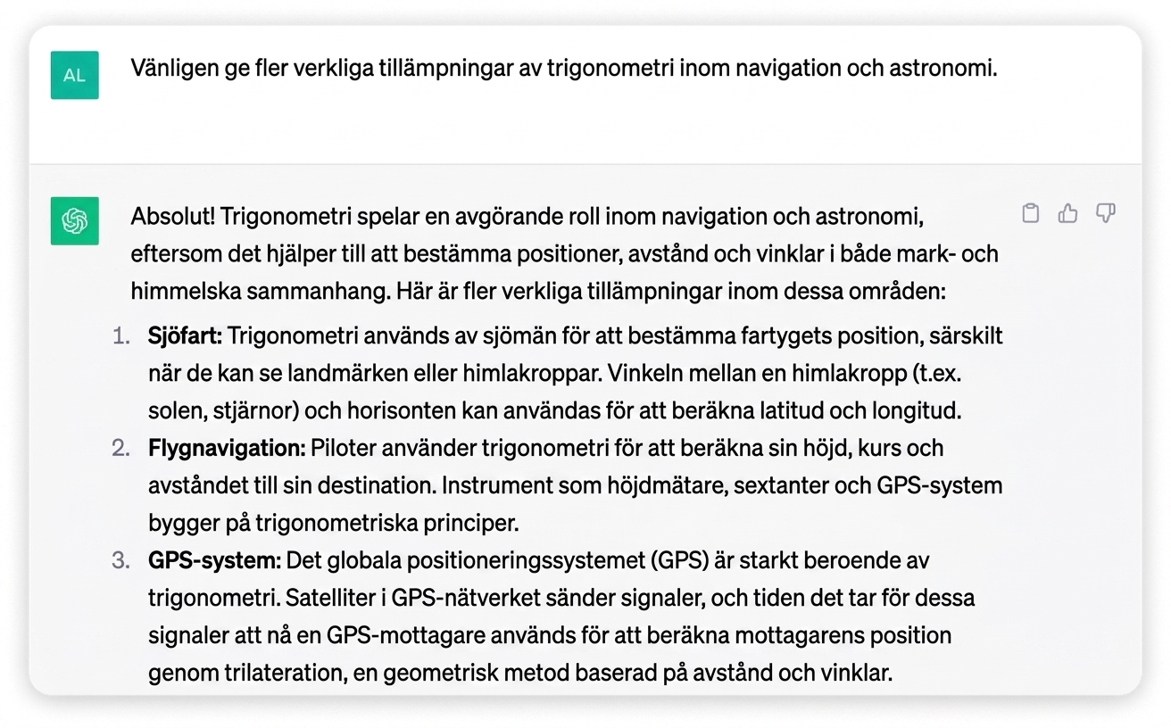 Skärmbild av ett detaljerat svar genererat av ChatGPT