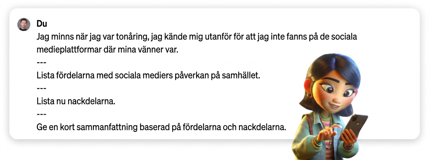 Exempel på en prompt med trippelstreck som avgränsare