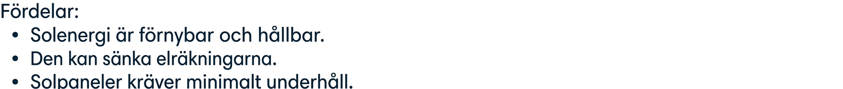 Lista över fördelar