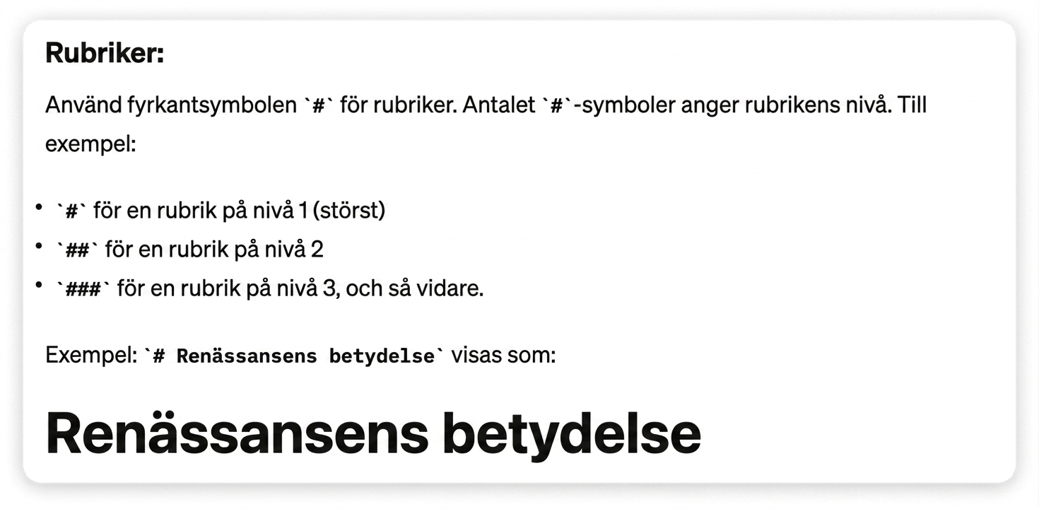 Exempel på rubriker