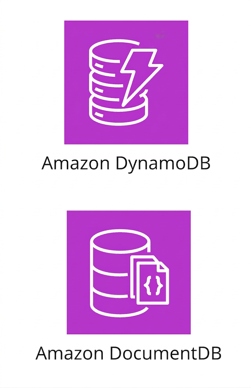 Ikoner som visar Amazon DynamoDB och DocumentDB.