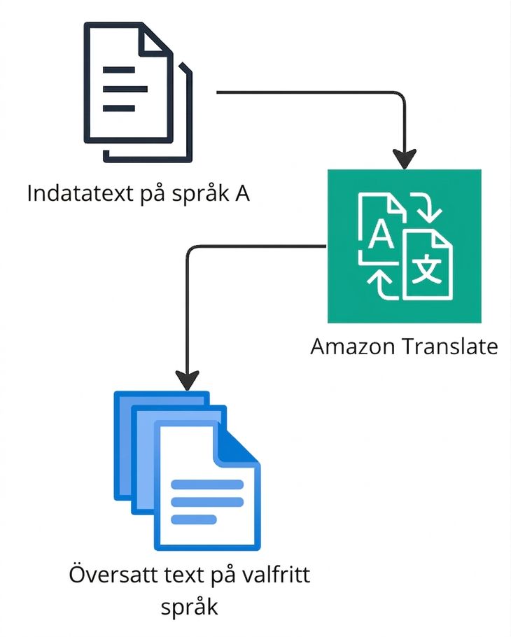 Ett flödesschema som förklarar Amazon Translate.