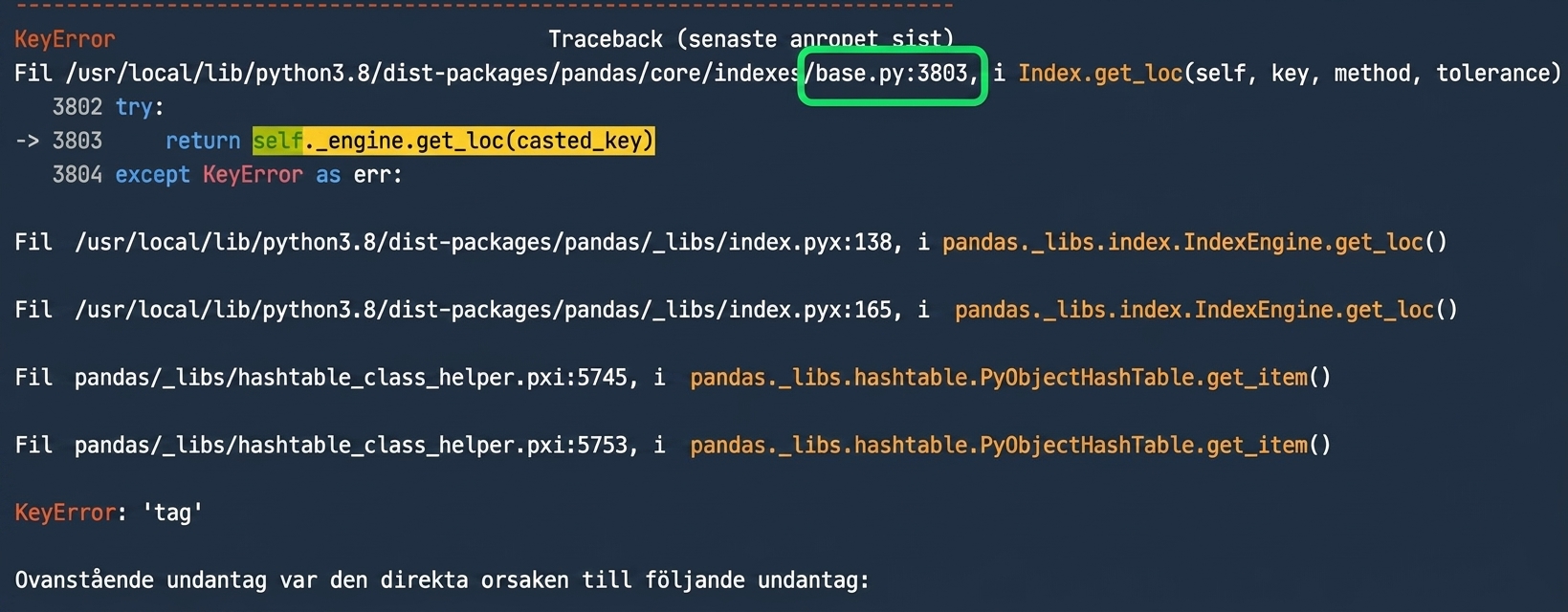 Traceback med base.py markerad