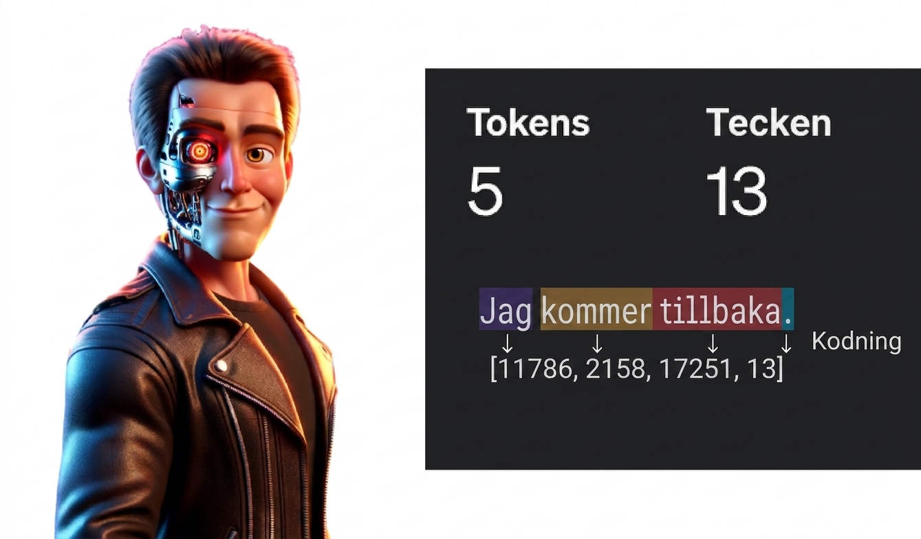 Illustration av en man med likhet med filmkaraktären Terminator