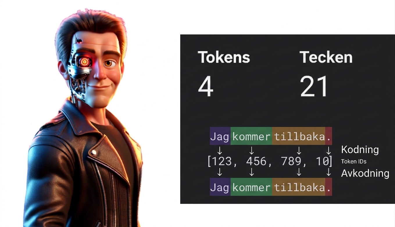 Illustration av en man med likhet med filmkaraktären Terminator