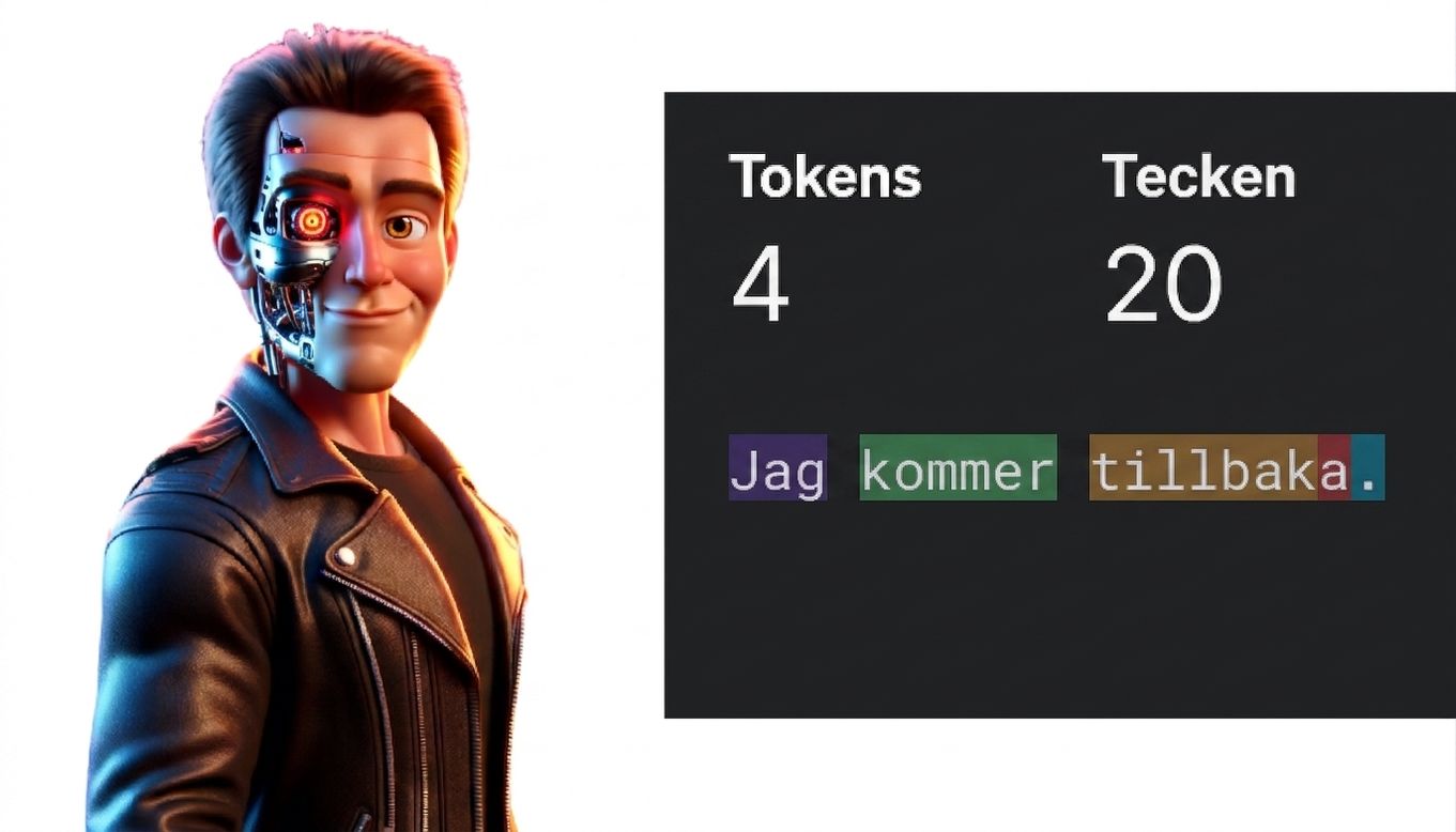 Illustration av en man med likhet med filmkaraktären Terminator