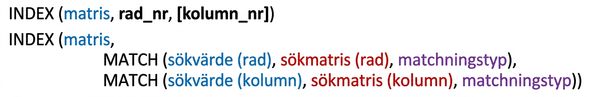 Syntax of INDEX and INDEX and MATCH functions