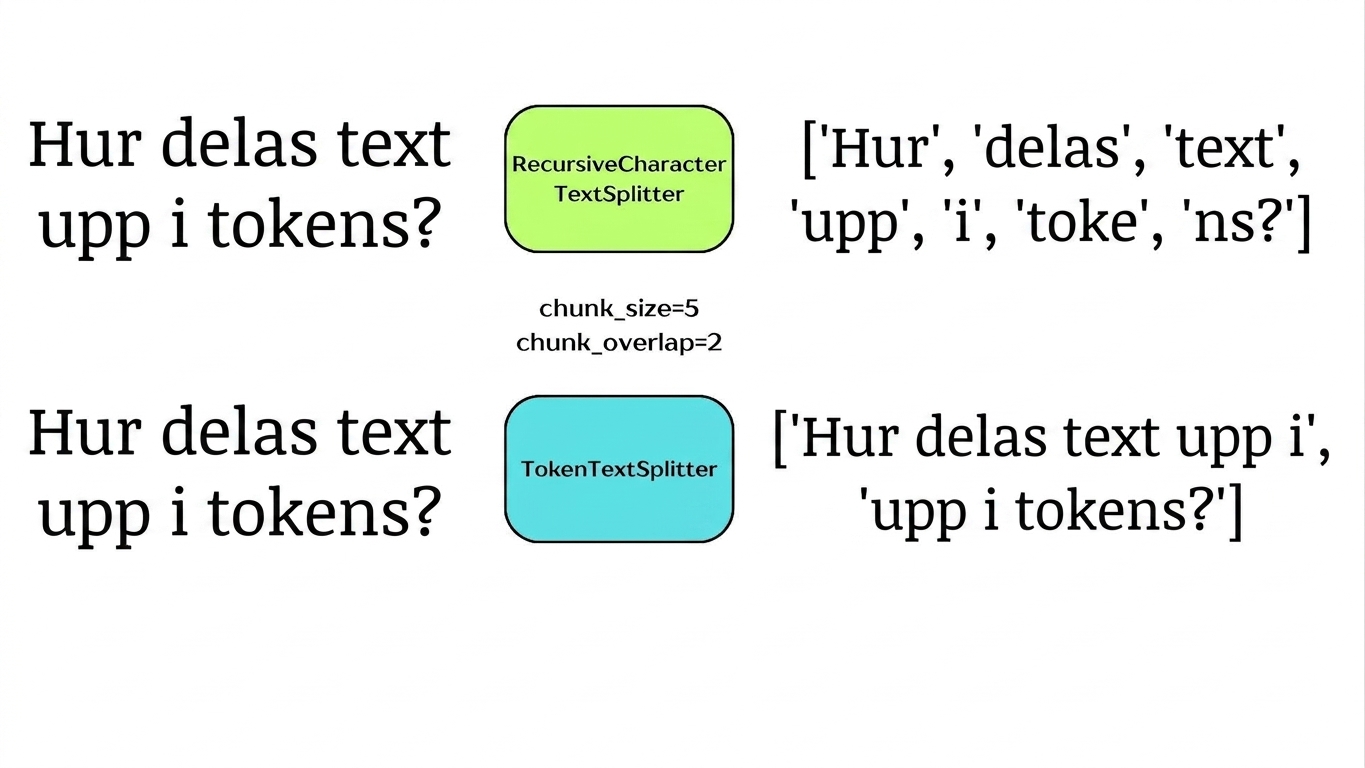 En tokentextdelare som delar upp text i bitar baserat på antal tokens.