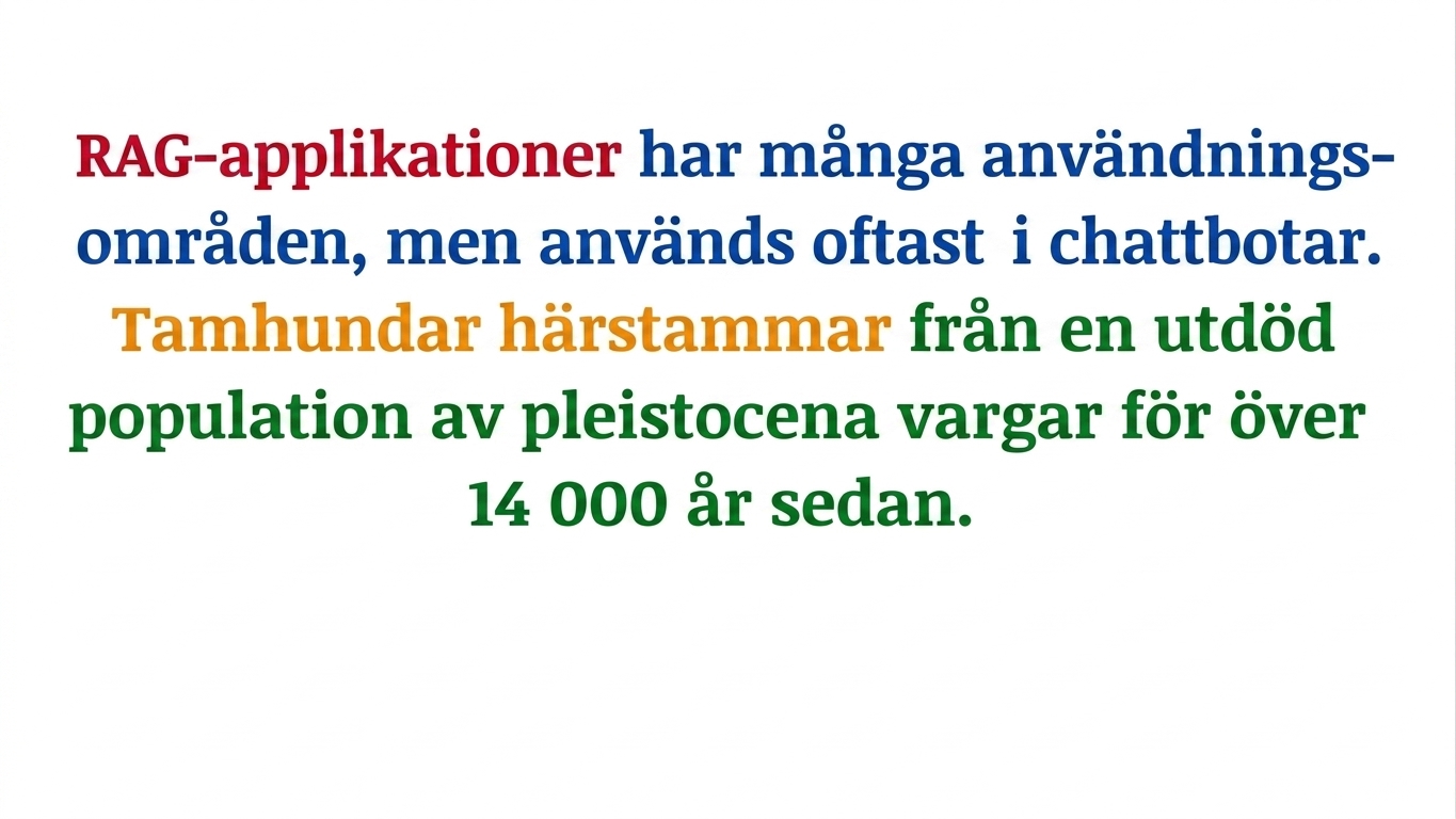 Stycket har delats upp med tecken eller tokens så att kontexten har gått förlorad.