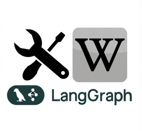 Ikon för verktyg, Wikipedia och LangGraph.