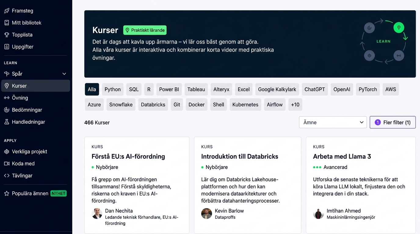 DataCamp Courses page