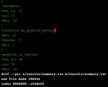 Utdata från git diff main summary-statistics, andra delen