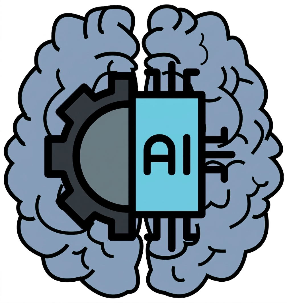 Kombinerad illustration av en mänsklig hjärna och artificiell intelligens