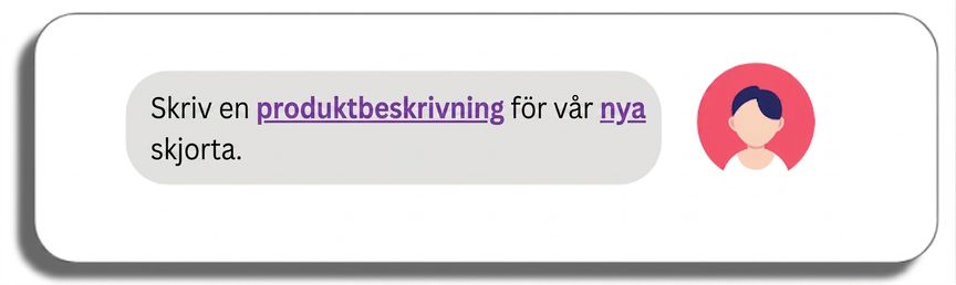 Skriv en produktbeskrivning för vår nya skjorta med orden produktbeskrivning och ny markerade