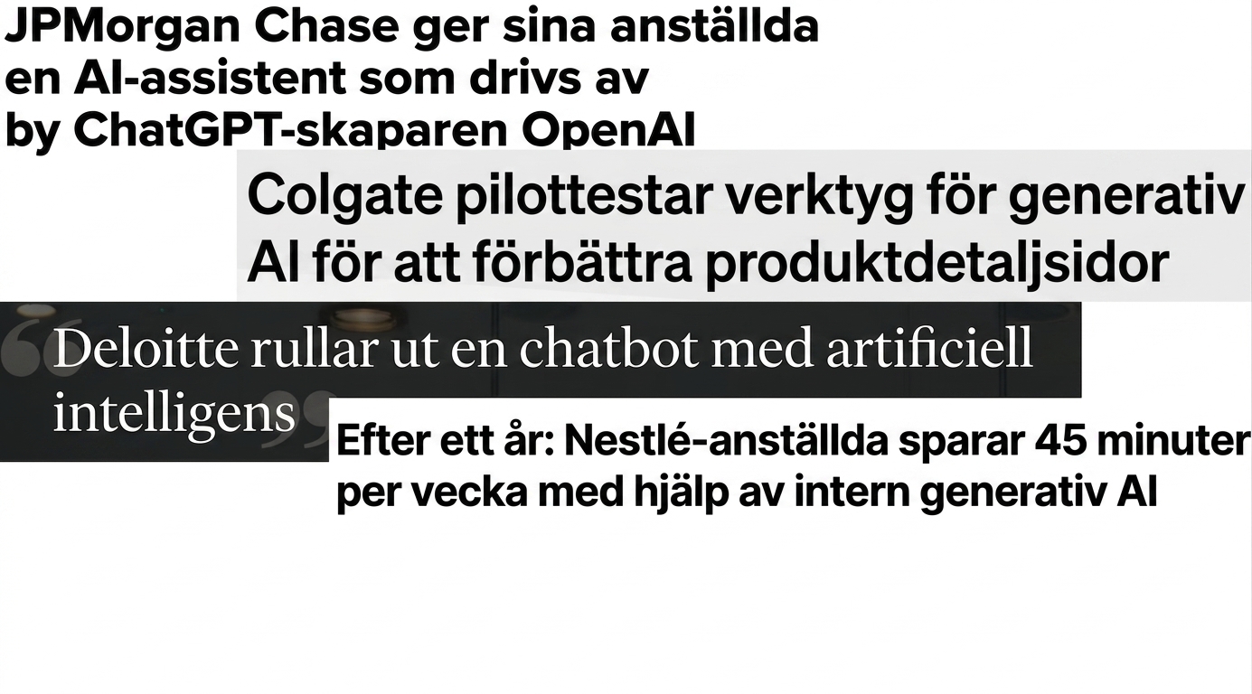 Nyhetsrubriker om företag som utvecklar och tar i bruk GPT-modeller