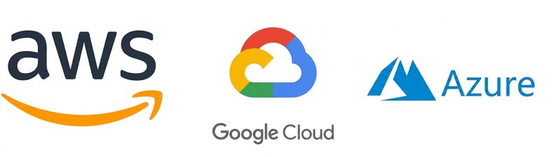 Logotyper för molnleverantörerna AWS, GCP och Azure