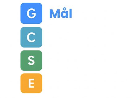 GCSE-bokstäverna med Goal utskrivet