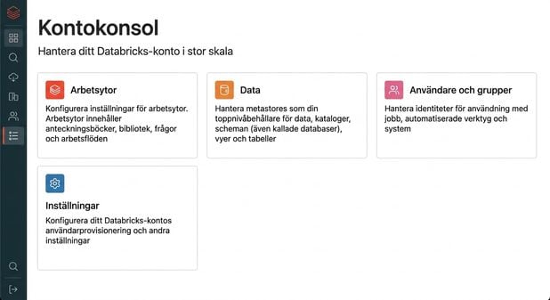 Skärmbild av kontokonsolen