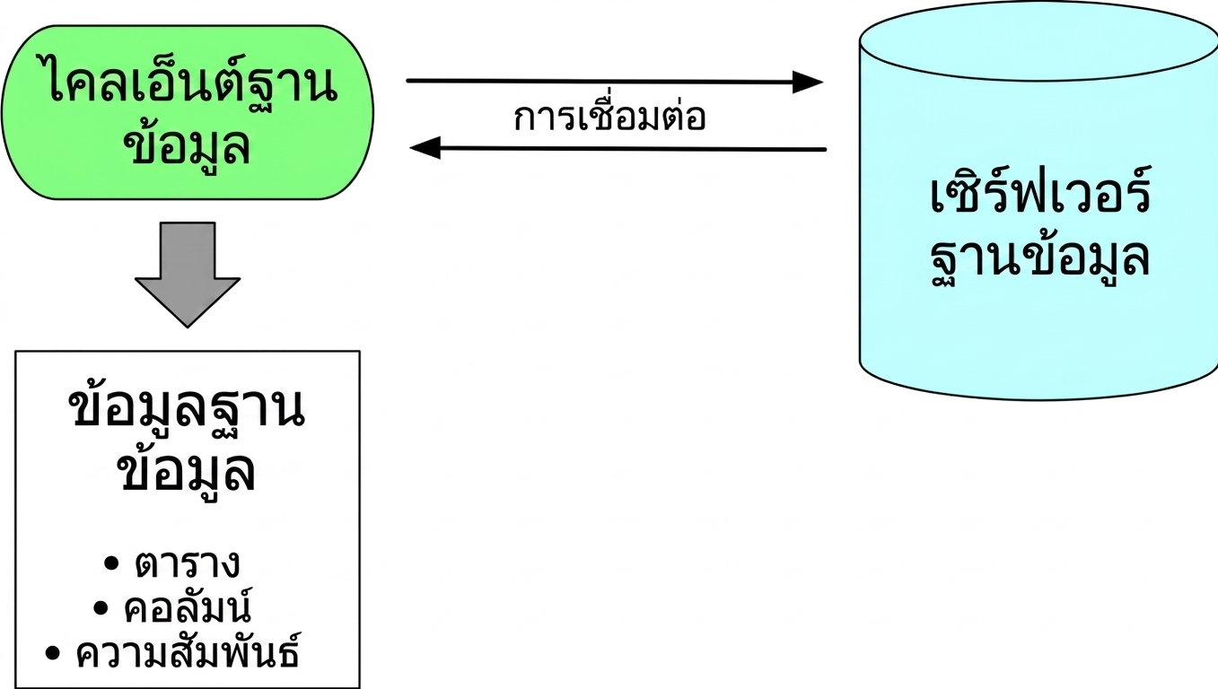 Database client เชื่อมต่อกับ database server
