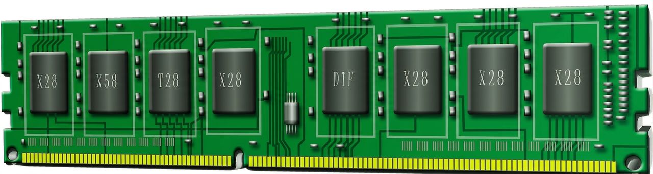 ภาพแสดงชิปหน่วยความจำ RAM