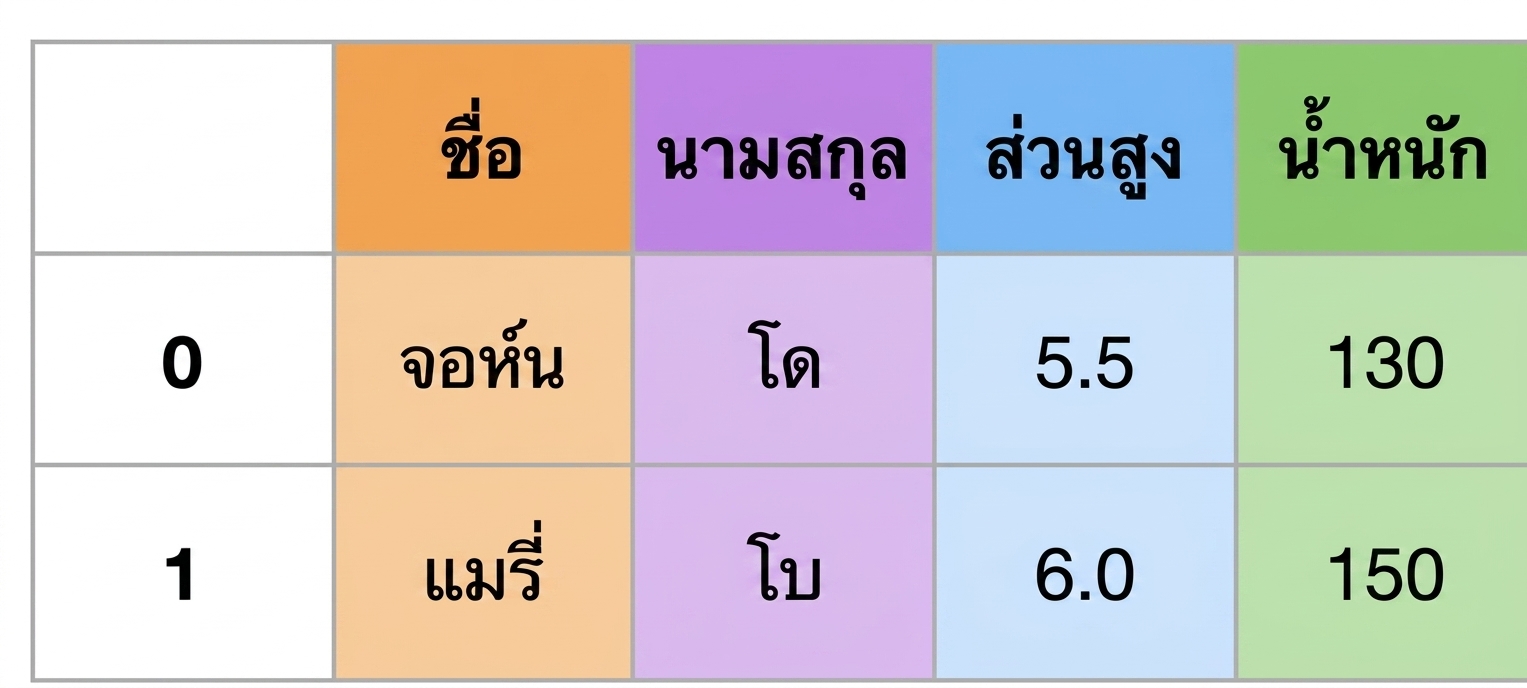 ข้อมูลในรูปแบบ wide