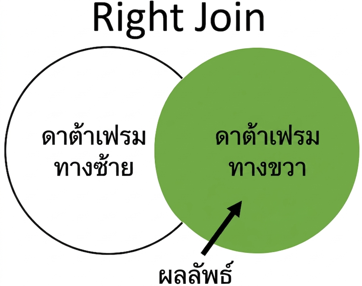 แผนภาพ Venn ของ right join