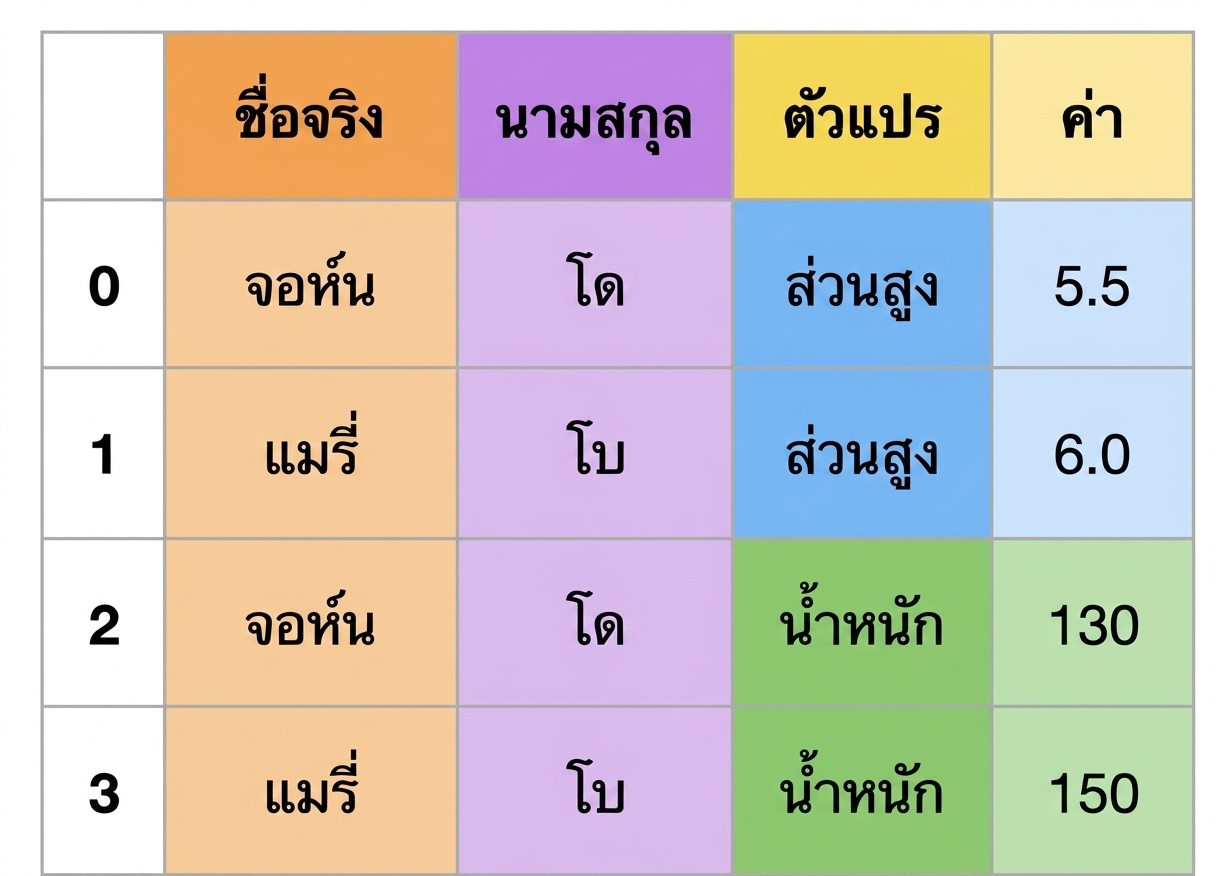 ข้อมูลในรูปแบบ long
