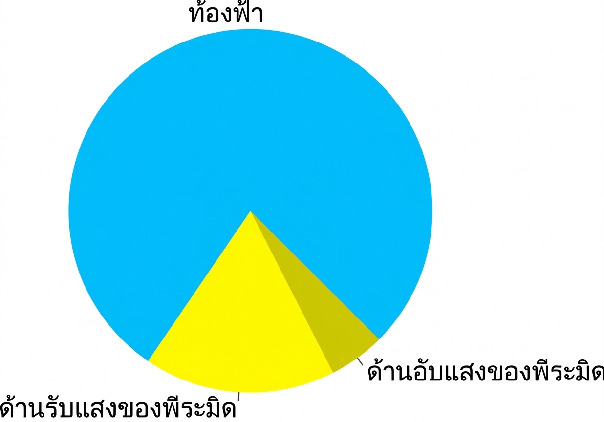 กราฟวงกลมแสดงพีระมิดและท้องฟ้า