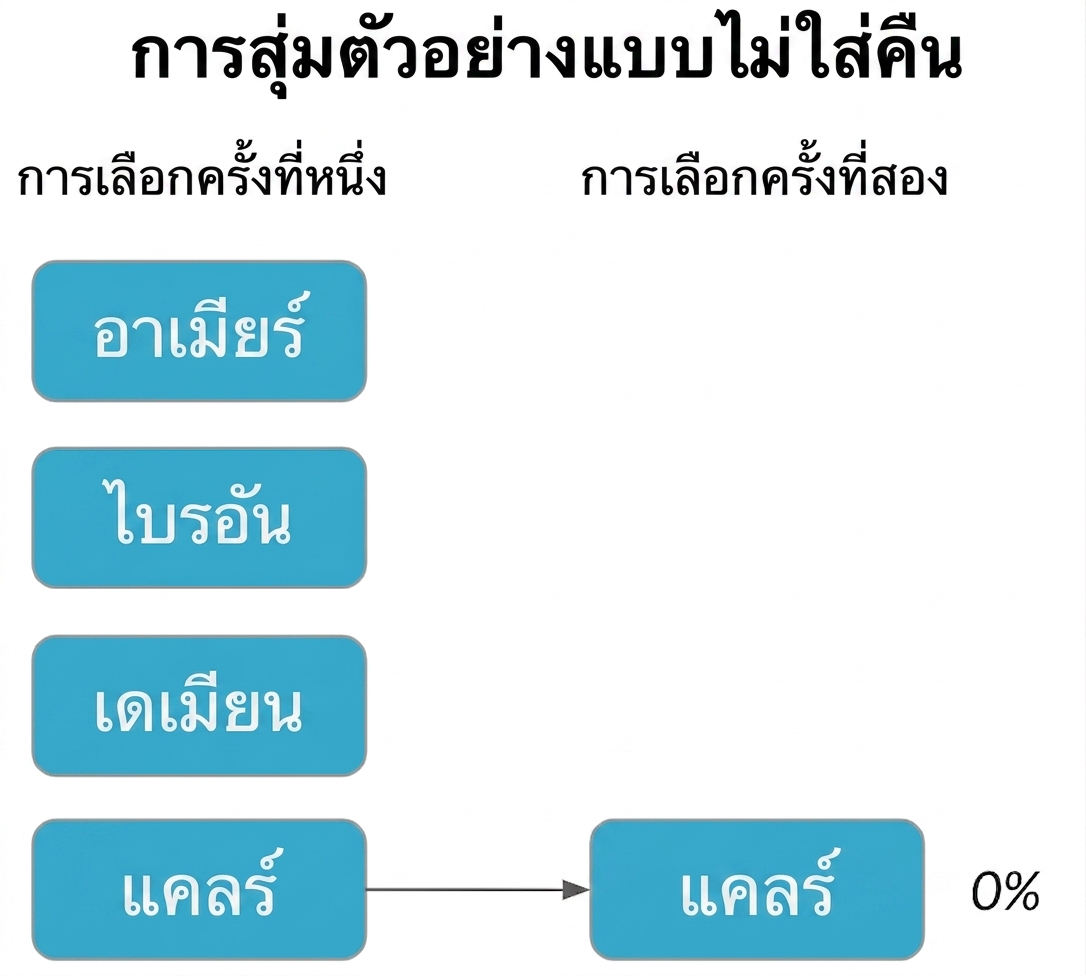 Claire ในคอลัมน์แรกชี้ไปที่ Claire ในคอลัมน์ที่สองด้วยความน่าจะเป็น 0%
