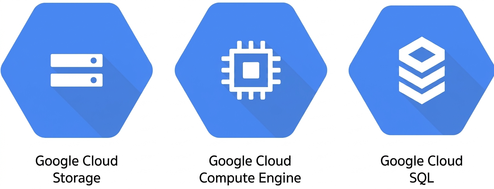 โลโก้บริการของ Google Cloud สามรายการ