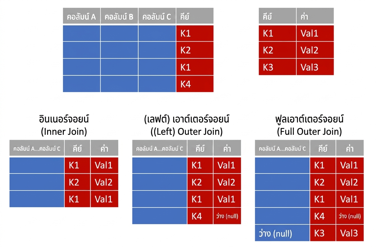 การผสาน Query และประเภทของการ Join
