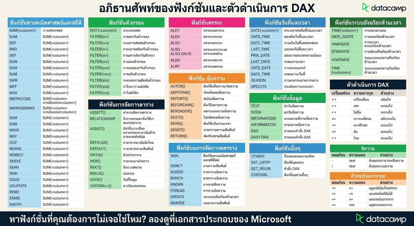 DAX cheat sheet by DataCamp