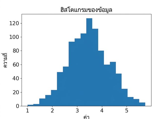 ฮิสโตแกรมแสดงการแจกแจงของการสุ่มตัวอย่างแบบประมาณของค่าเฉลี่ยการทอดลูกเต๋า