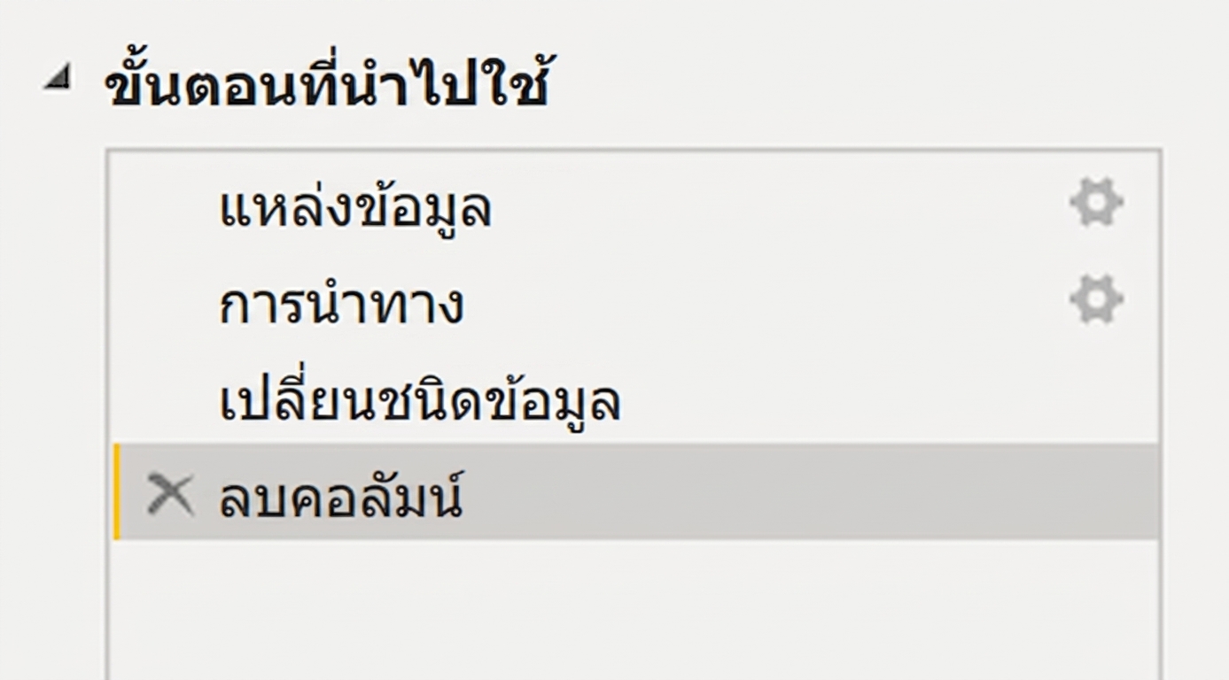 ภาพหน้าจอของไอคอน Close & Apply ใน Power Query ซึ่งปิด Power Query editor และนำขั้นตอนการแปลงข้อมูลไปใช้กับข้อมูล เพื่อให้วิเคราะห์ใน PowerBI ได้
