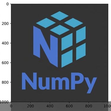 โลโก้ NumPy เดิม แต่เปลี่ยนพื้นหลังจากสีขาวเป็นสีเทาเข้ม