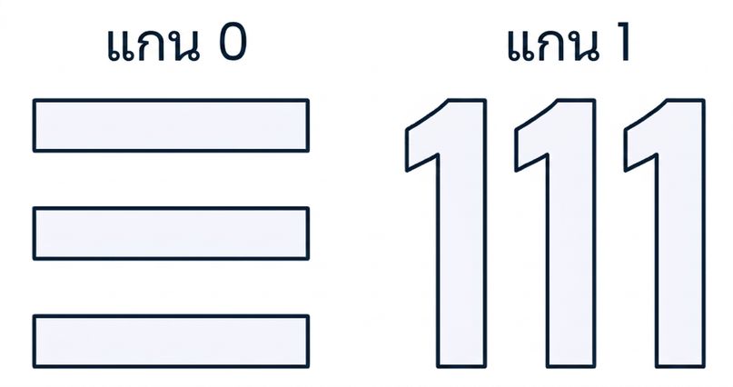 กราฟิกแสดงว่าเลข 1 มีรูปร่างคล้ายคอลัมน์