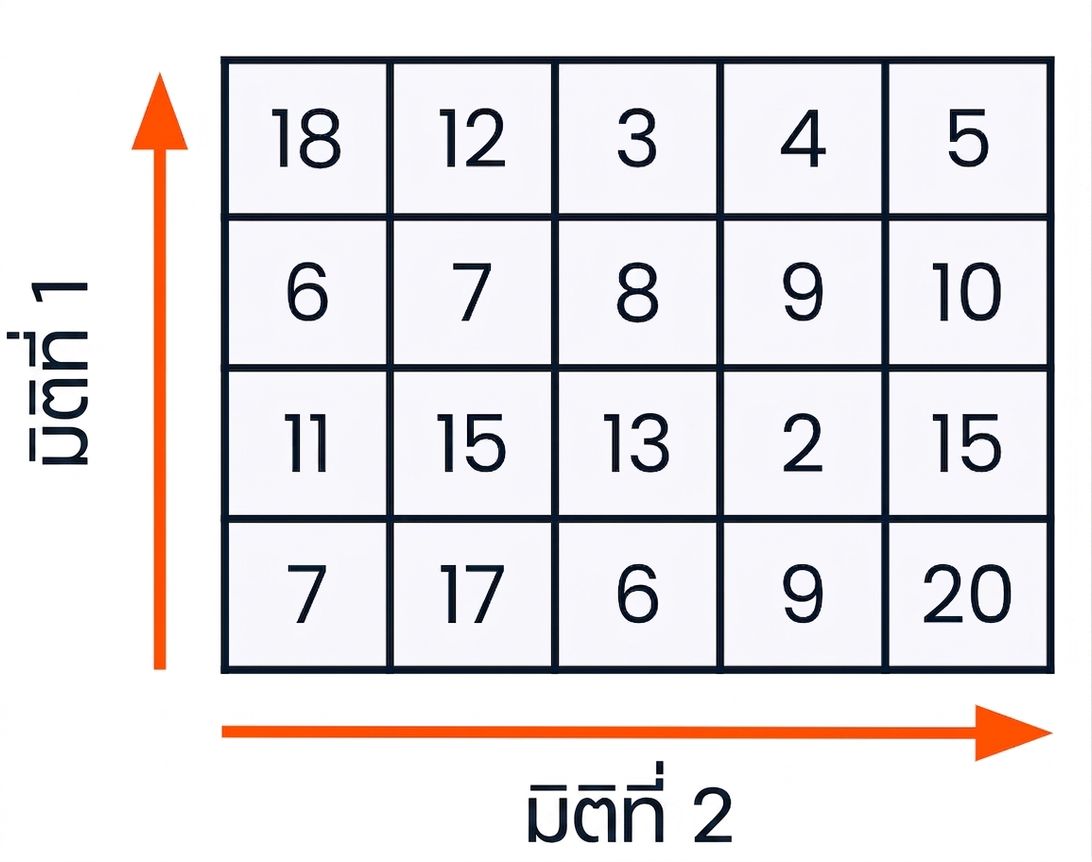 อาร์เรย์ 2 มิติพร้อมป้ายกำกับแถวและคอลัมน์
