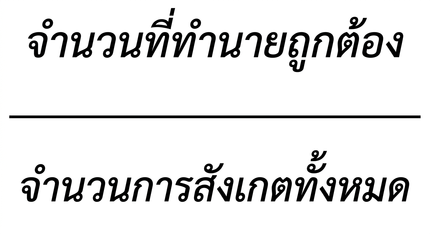การทำนายที่ถูกต้องหารด้วยจำนวนการสังเกตทั้งหมด