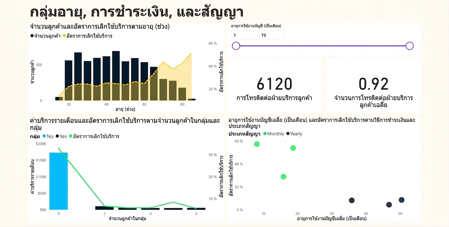 หน้ารายงาน Age Groups, Payments และ Contracts