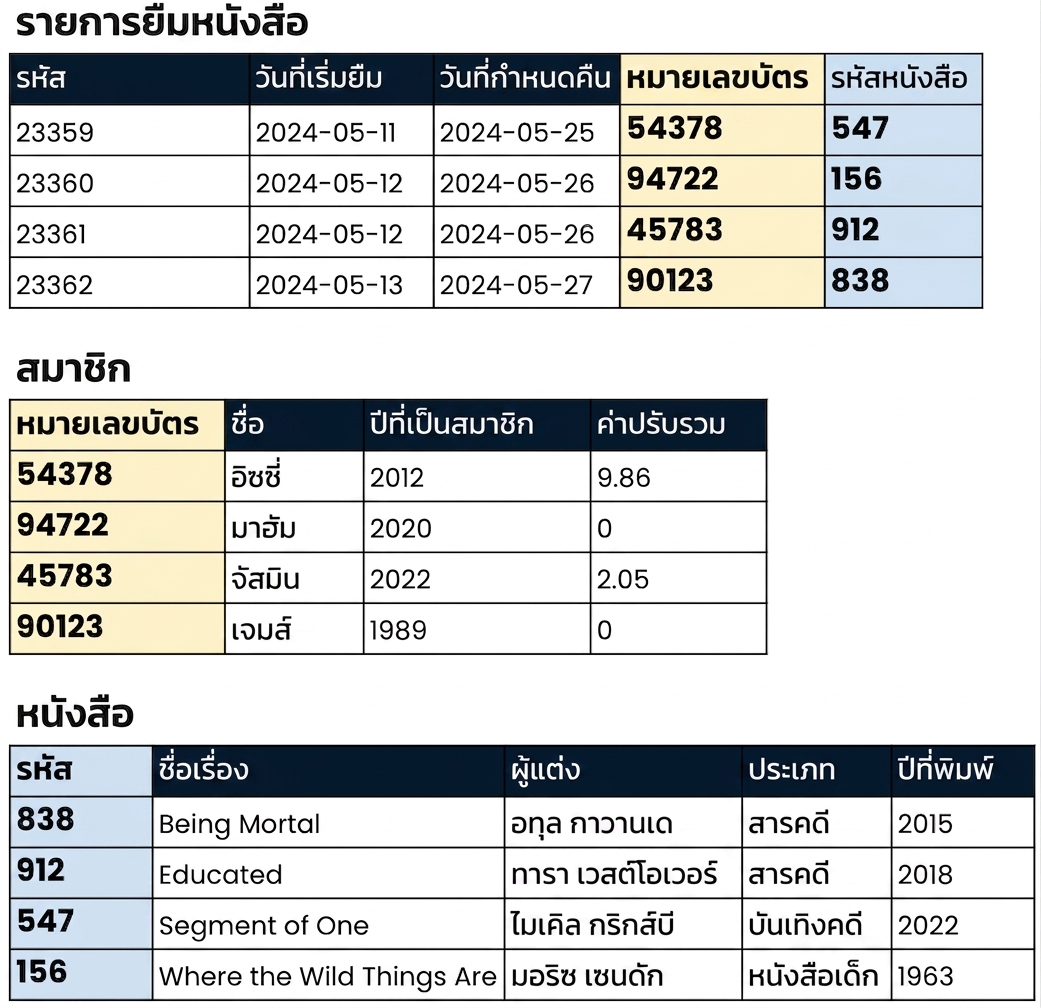 ความสัมพันธ์ระหว่างตาราง