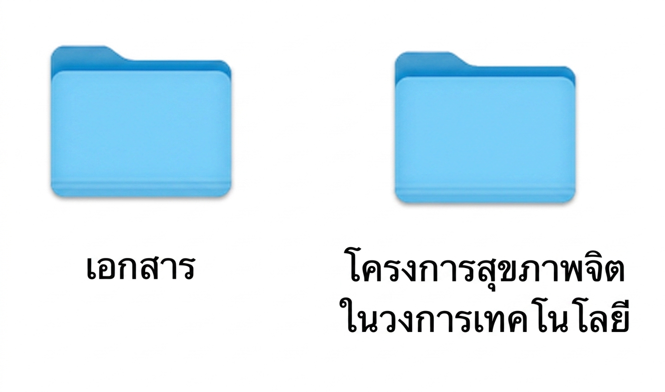 โฟลเดอร์สองอันชื่อ Documents และ Mental Health in Tech Project