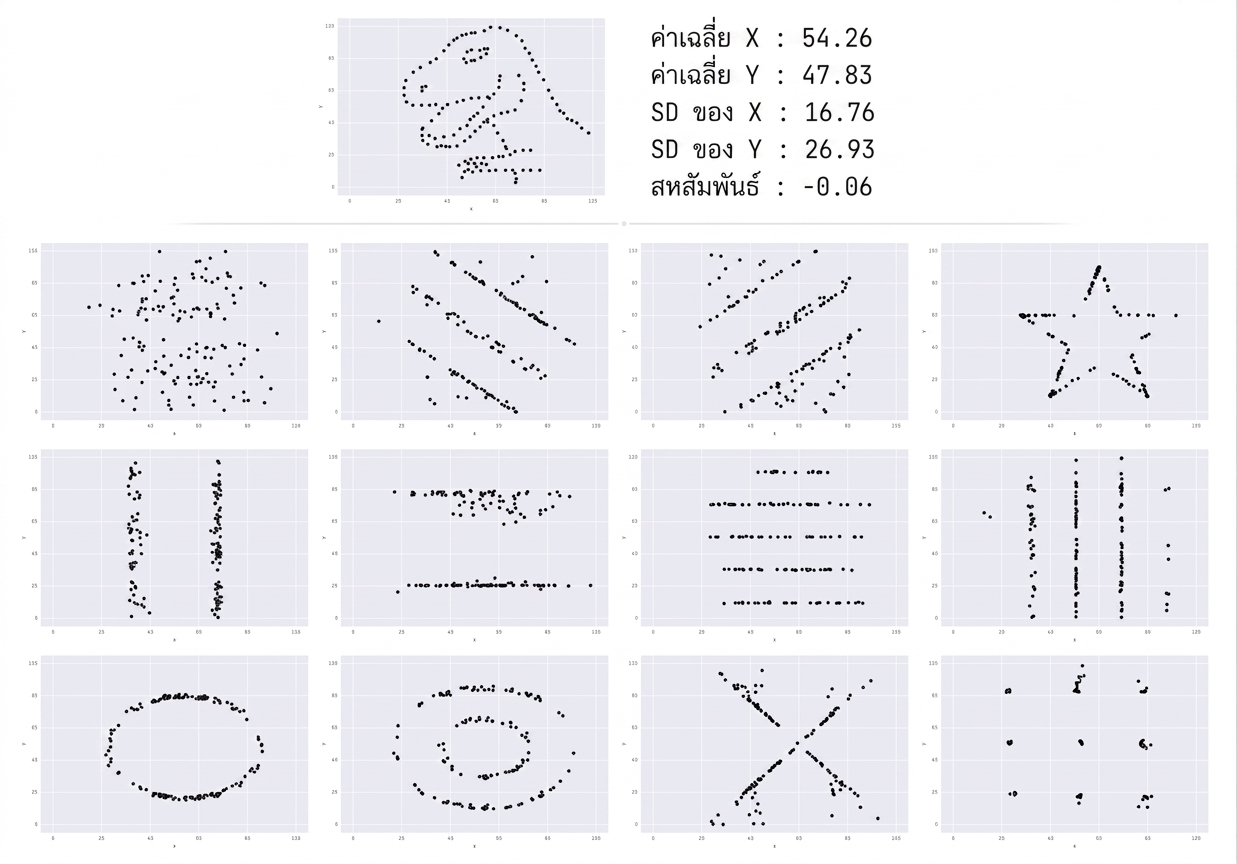 ภาพ 13 รูปที่มีรูปร่างแตกต่างกันอย่างชัดเจน แต่มีข้อมูลสรุปเหมือนกัน