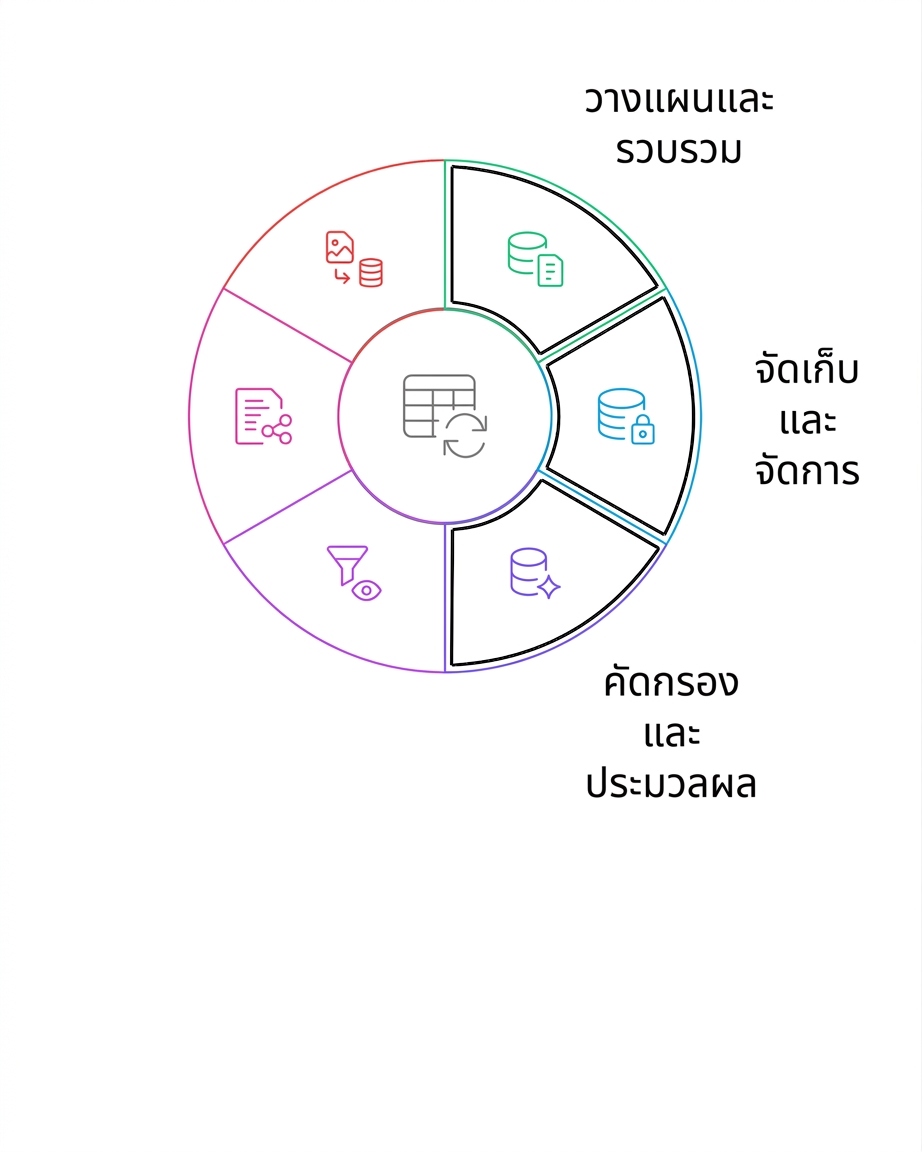 การทำความสะอาดและประมวลผลในวงจรชีวิตของข้อมูล