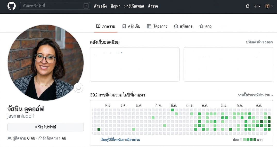 มุมมองโปรไฟล์ GitHub