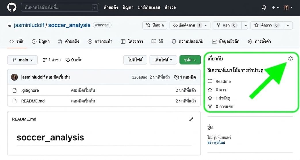 มุมมอง repo การวิเคราะห์ฟุตบอล โดยไฮไลต์ส่วน About