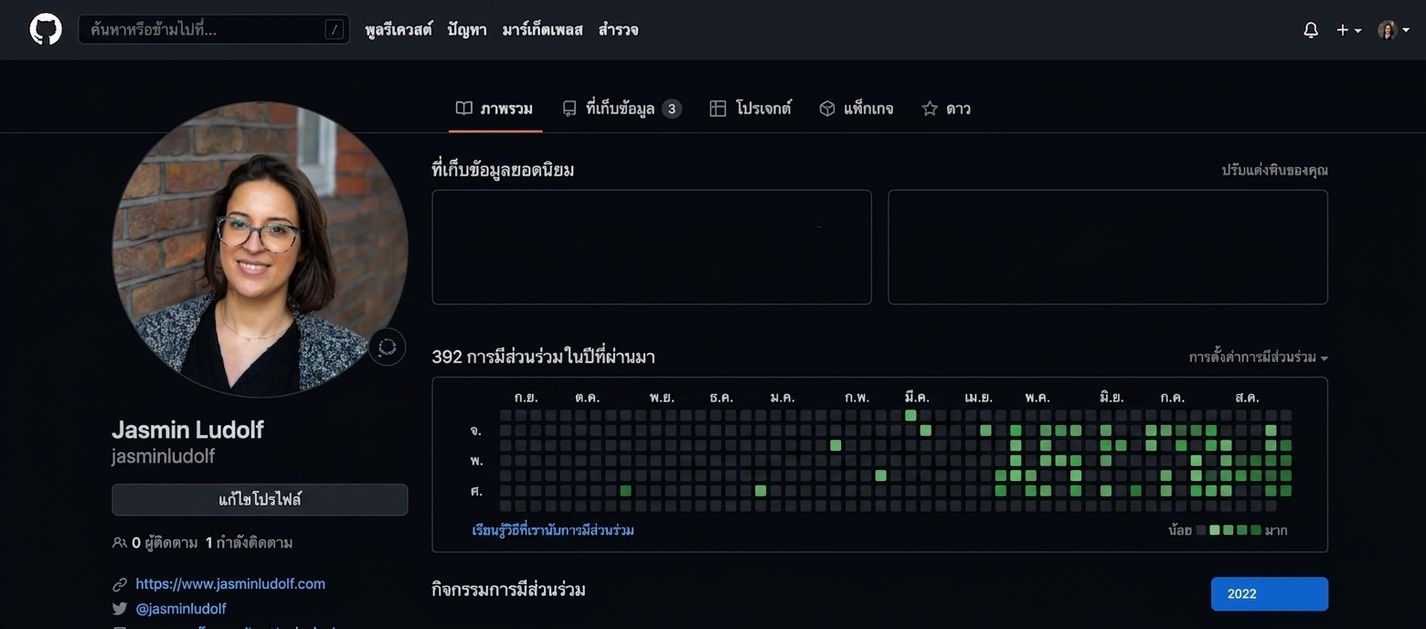 ภาพหน้าจอโปรไฟล์ GitHub