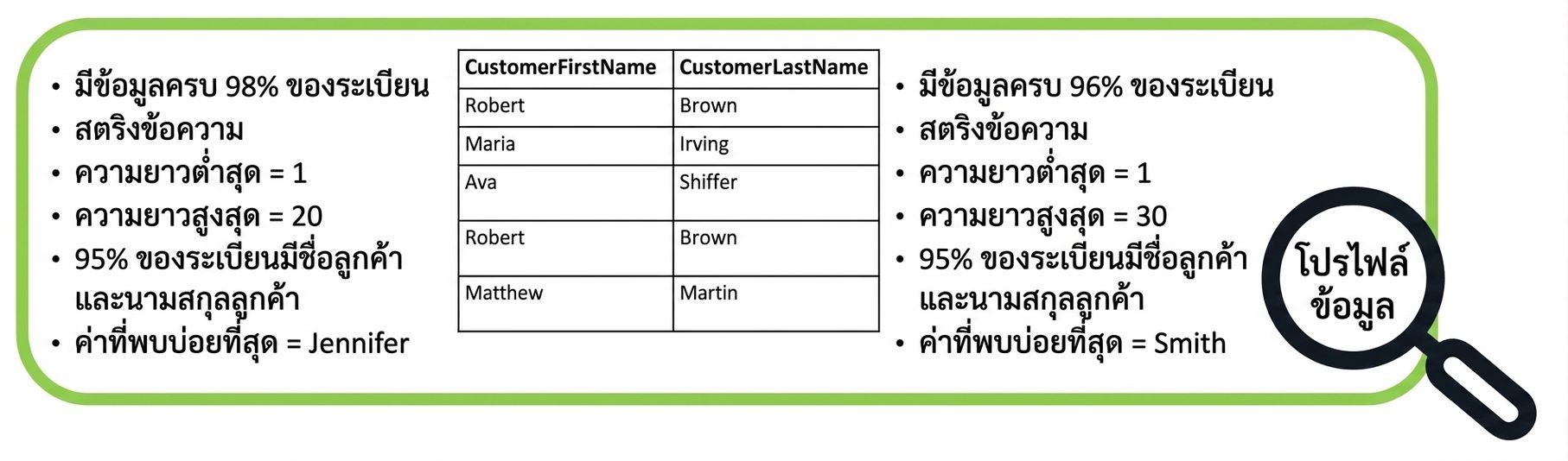 ตัวอย่างโปรไฟล์ข้อมูล
