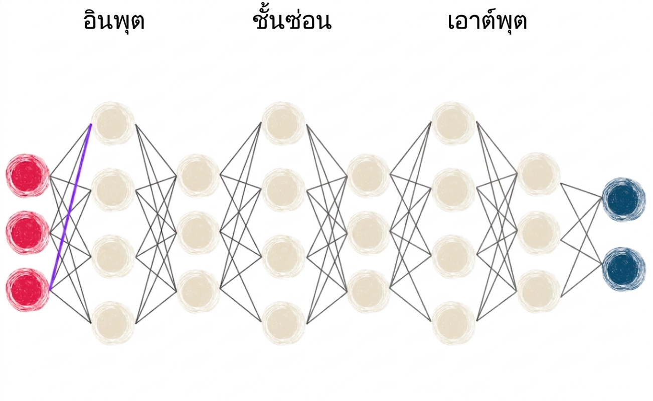แผนภาพ neural network ที่มีหลาย layer