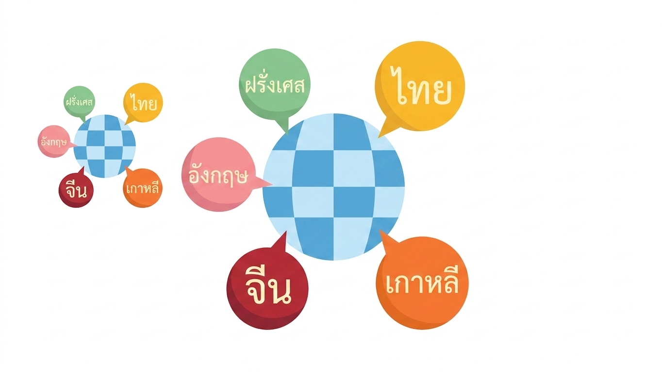 ภาพประกอบแสดงหลายภาษารอบโลก