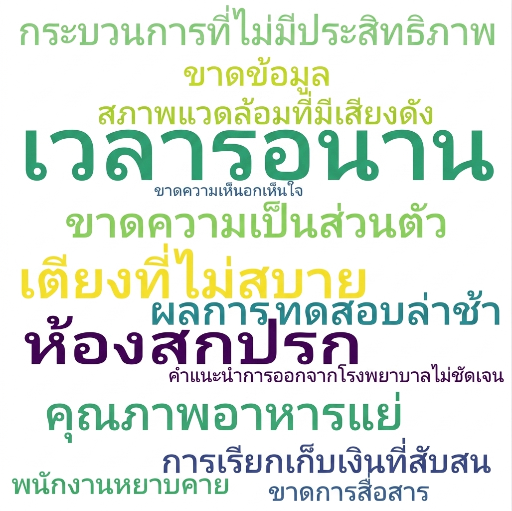 Word cloud แสดงข้อร้องเรียนของผู้ป่วย